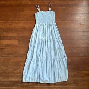 Fashion Baby Blue Ruffled Midi Dress Size Small